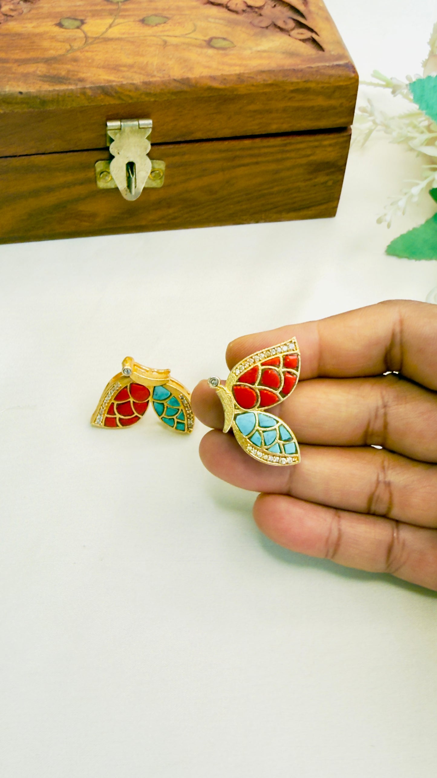 Butterfly Jadau Stud Earrings