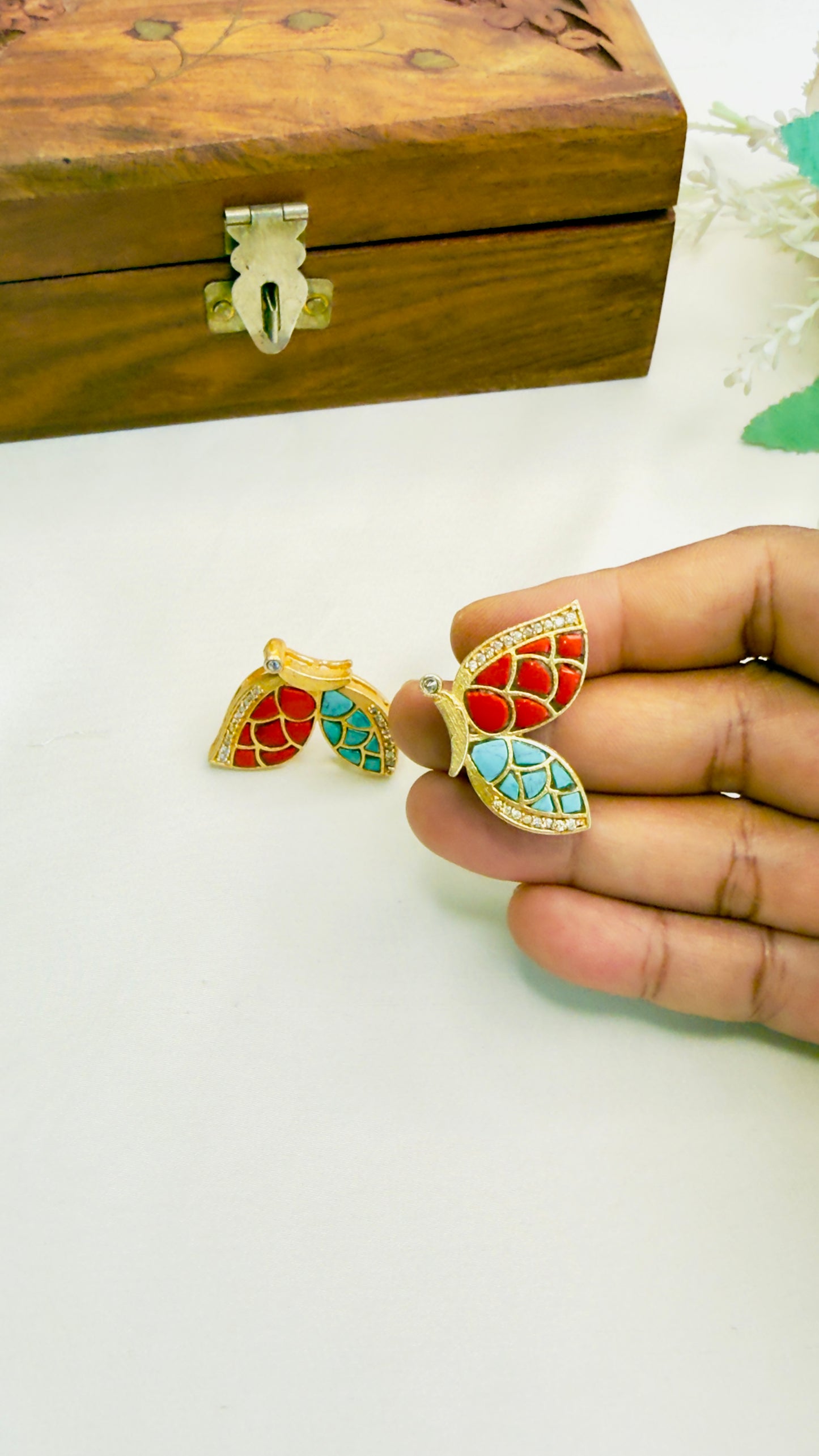 Butterfly Jadau Stud Earrings