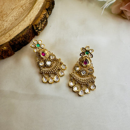 Rajwadi Multicolor Kundan Earrings
