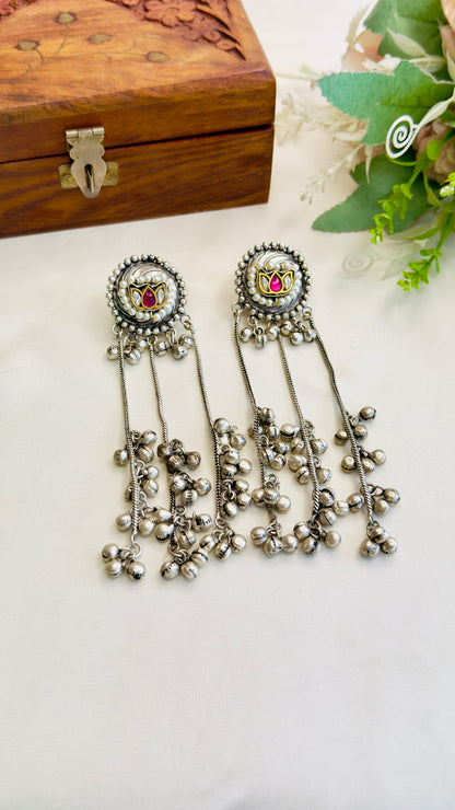 Silver Replica Kashmiri Earrings