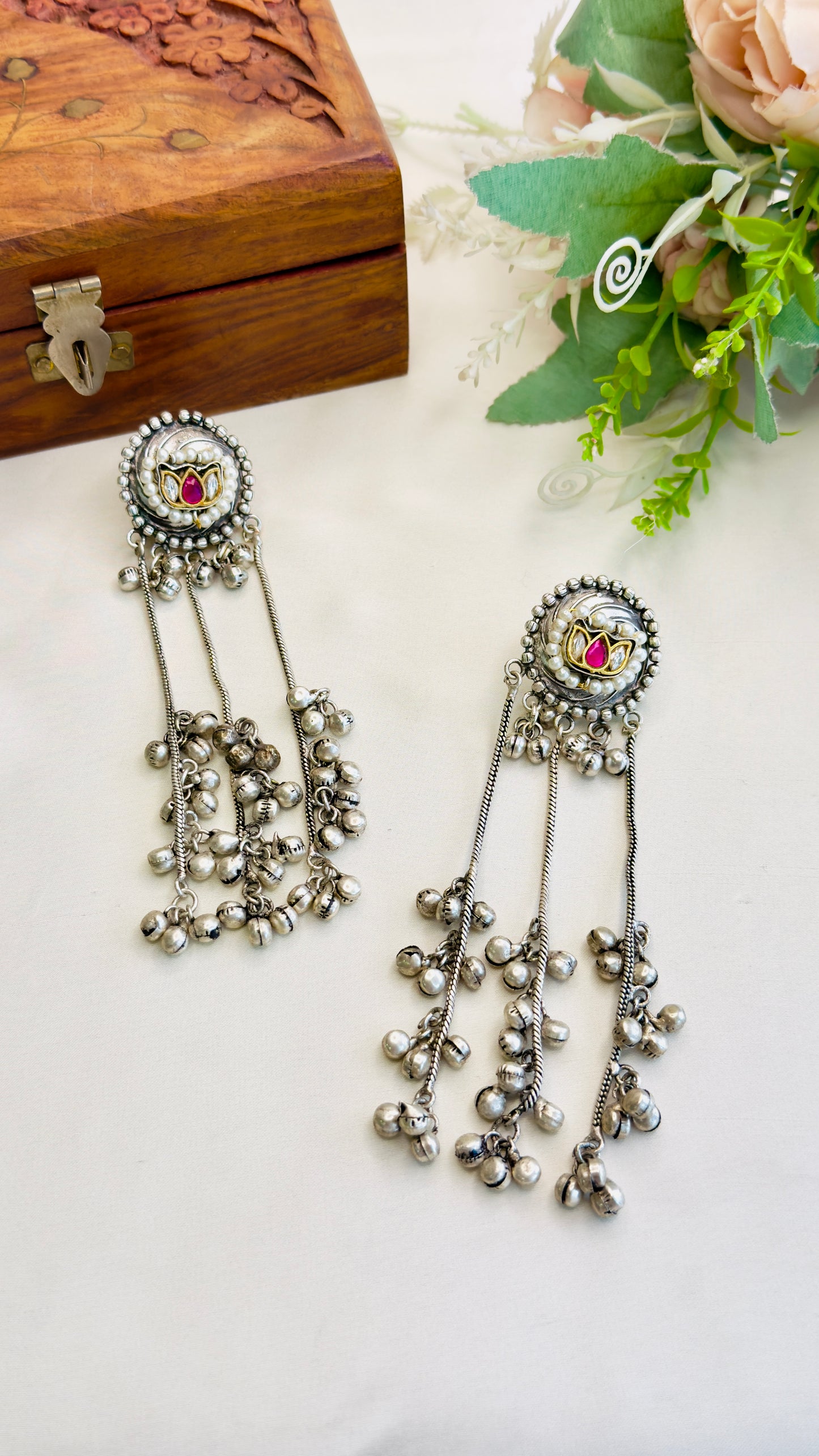 Silver Replica Kashmiri Earrings