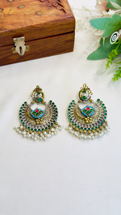 Silver Replica Chandbali earrings