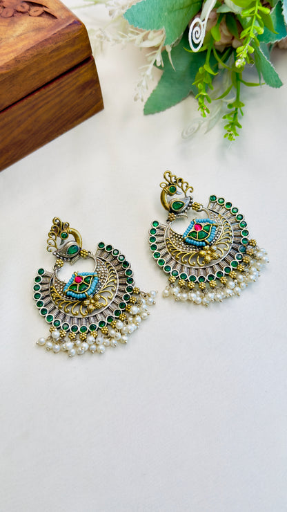 Silver Replica Chandbali earrings