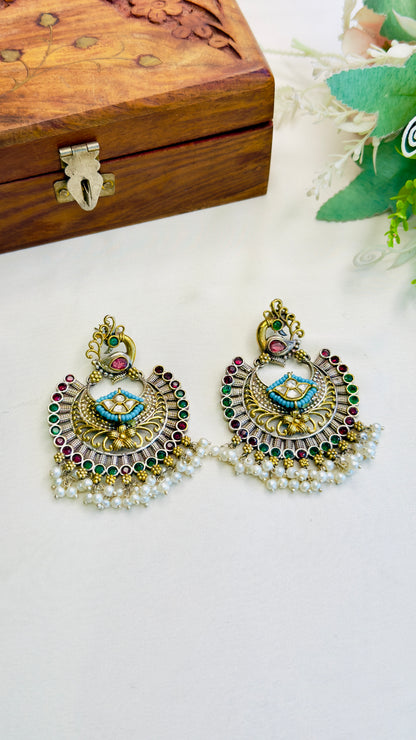 Silver Replica Chandbali earrings