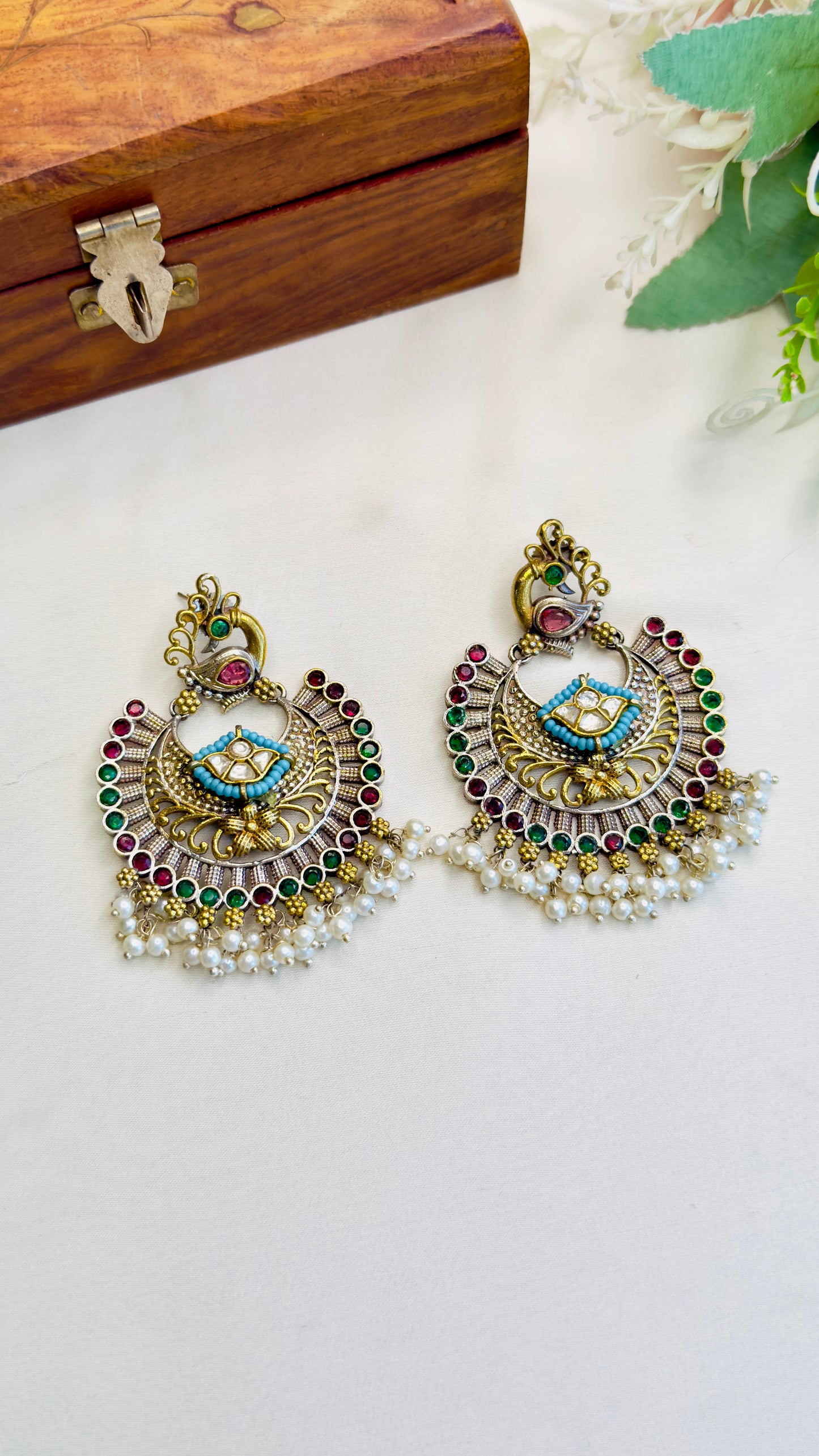 Silver Replica Chandbali earrings