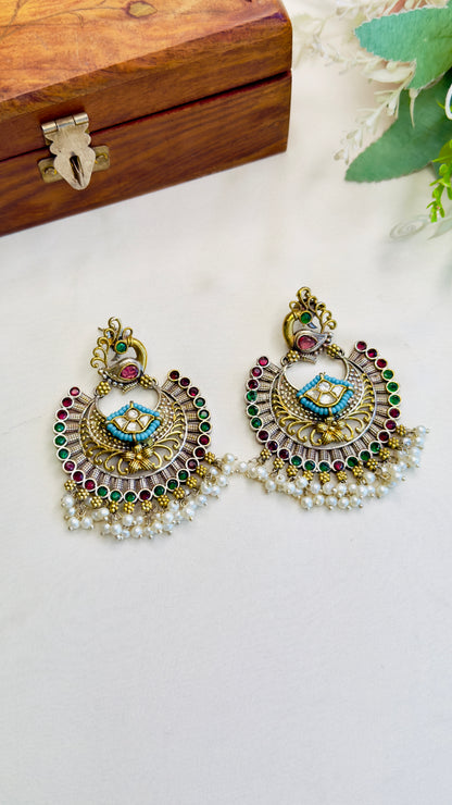 Silver Replica Chandbali earrings