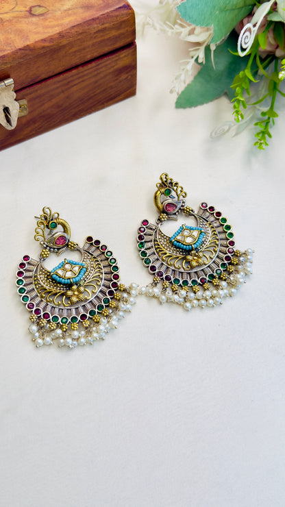 Silver Replica Chandbali earrings