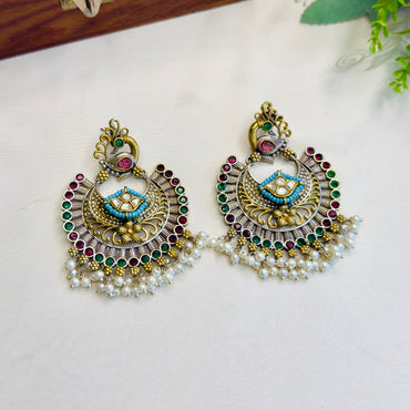 Silver Replica Chandbali earrings
