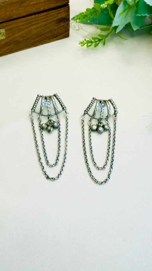 Silver Replica Chain Earrings