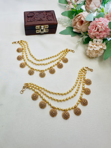 Golden Drops Pearl Ear Chain