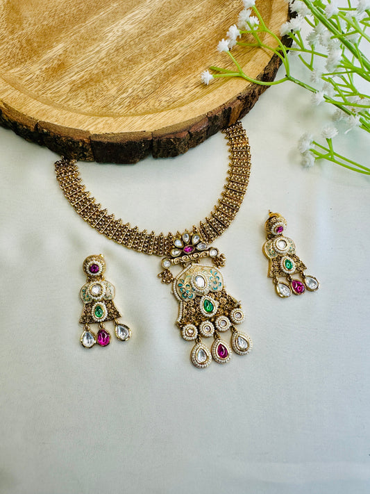 Meenakari Rajwadi Necklace Set