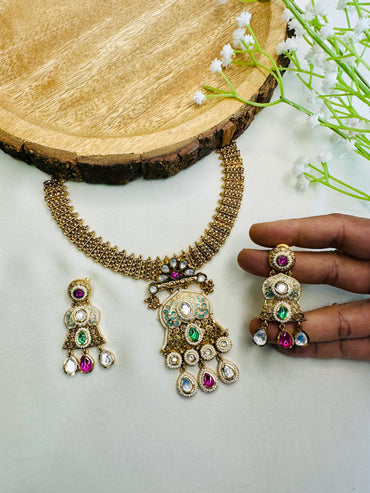 Meenakari Rajwadi Necklace Set