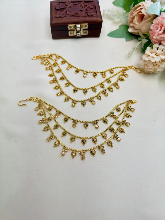 Three Layer Stonework Ear Chain