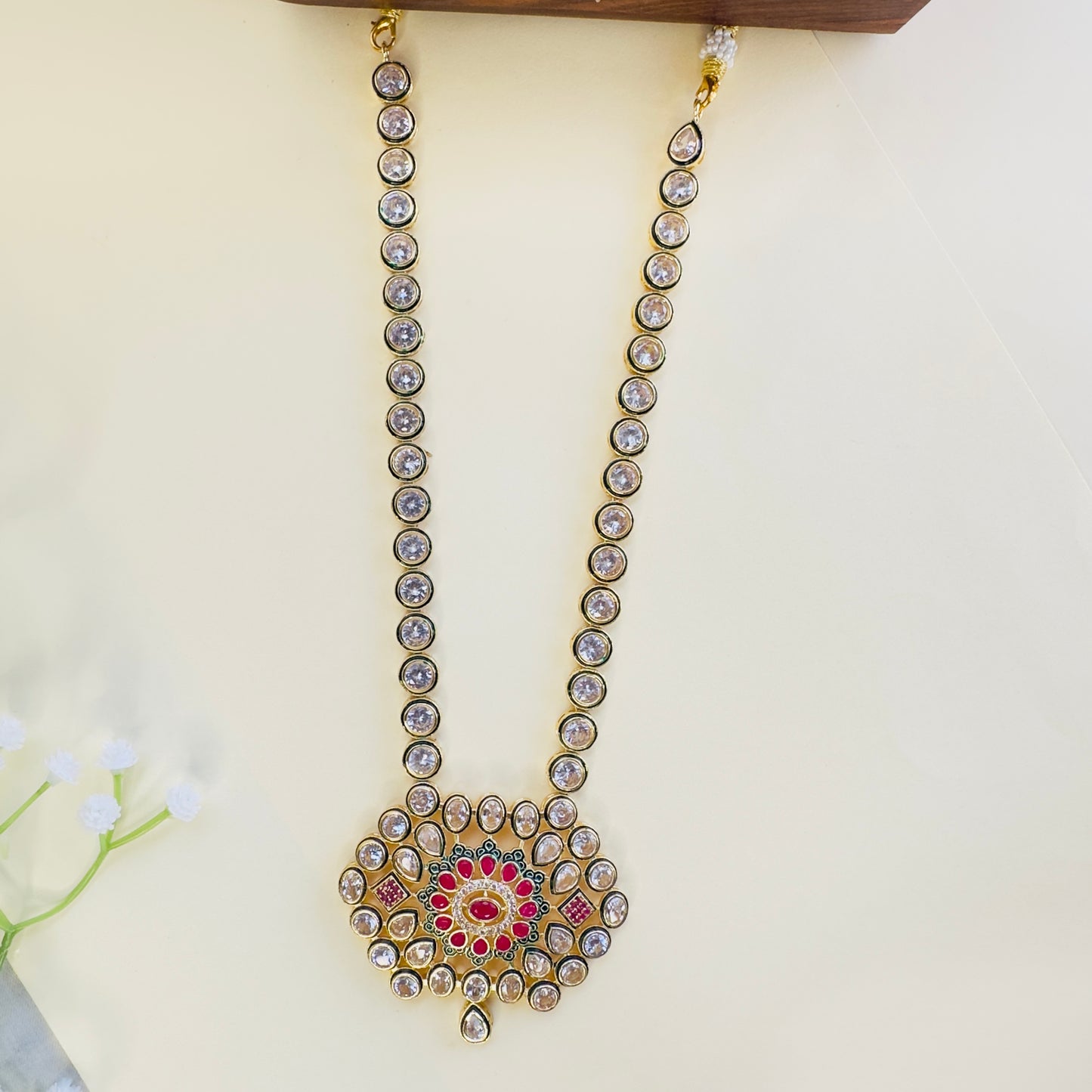 Pink Floral AD Necklace