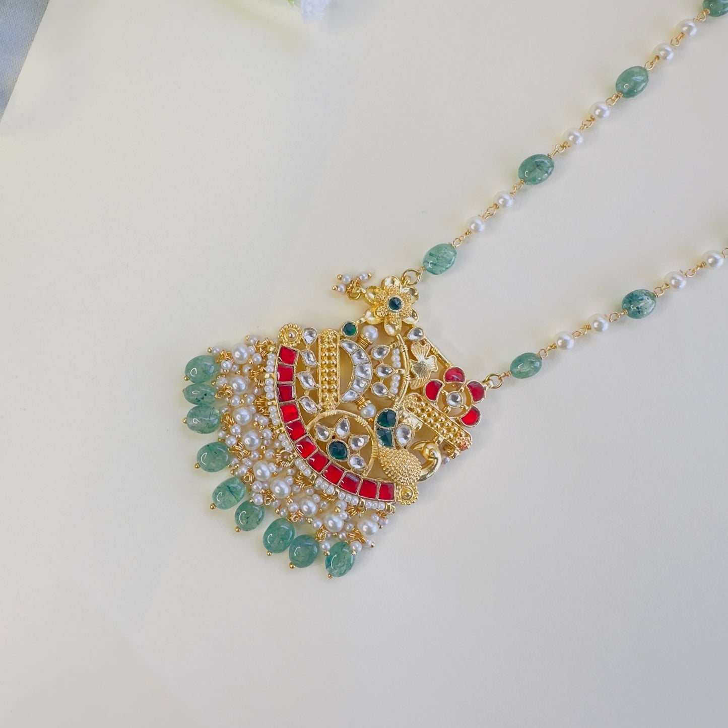 Pachi Kundan Necklace Long Set