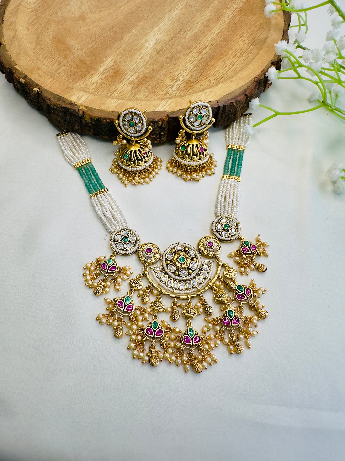 Intricate Design Rajwadi Necklace Set