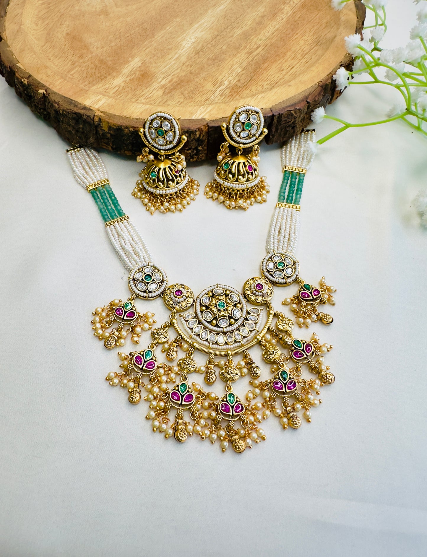 Intricate Design Rajwadi Necklace Set