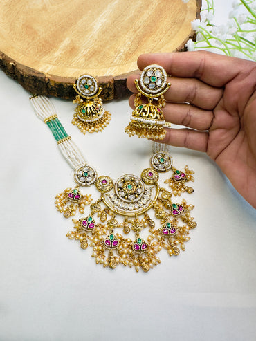 Intricate Design Rajwadi Necklace Set