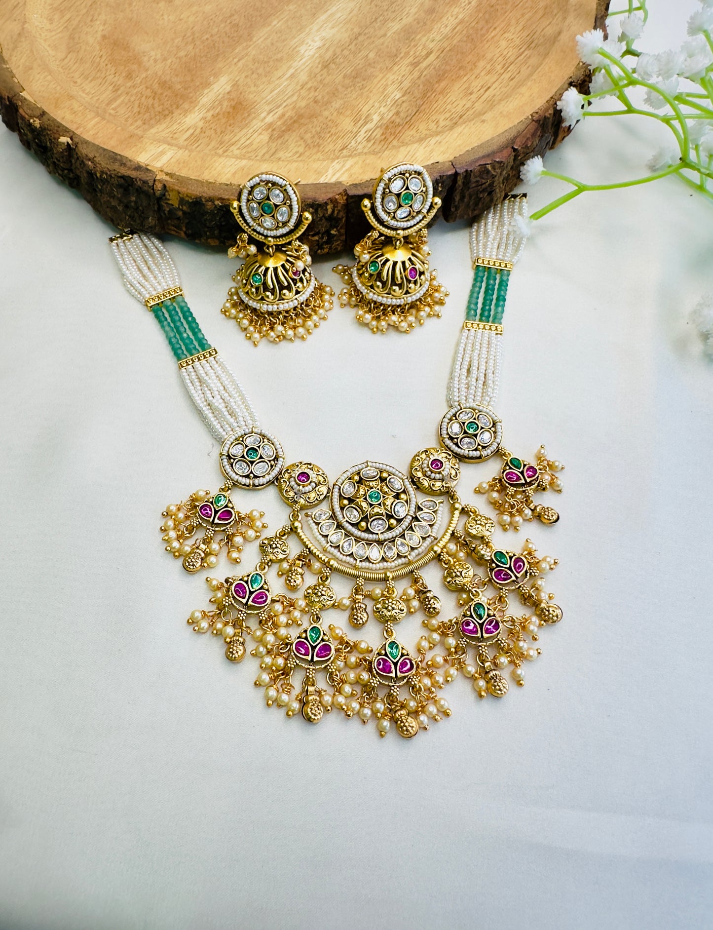 Intricate Design Rajwadi Necklace Set