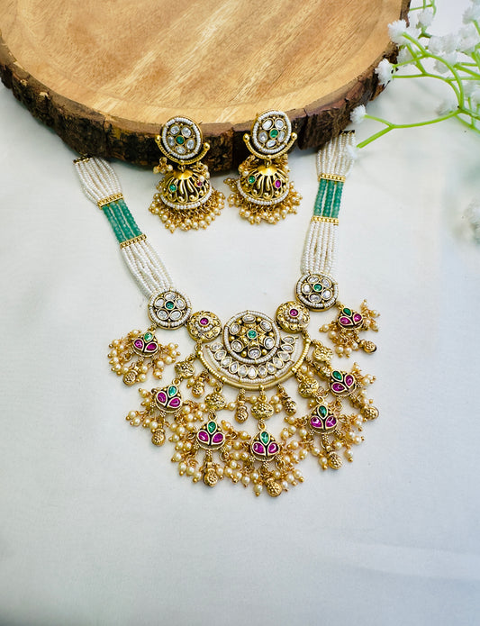Intricate Design Rajwadi Necklace Set