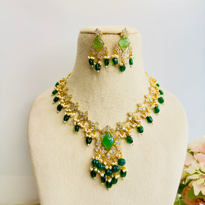 Beautiful Polki with Monalisa Stone necklace Set