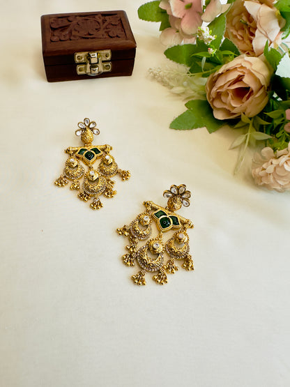 Kundan work Green Danglers