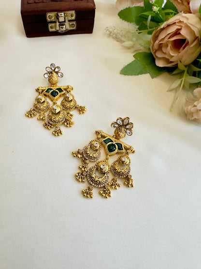 Kundan work Green Danglers