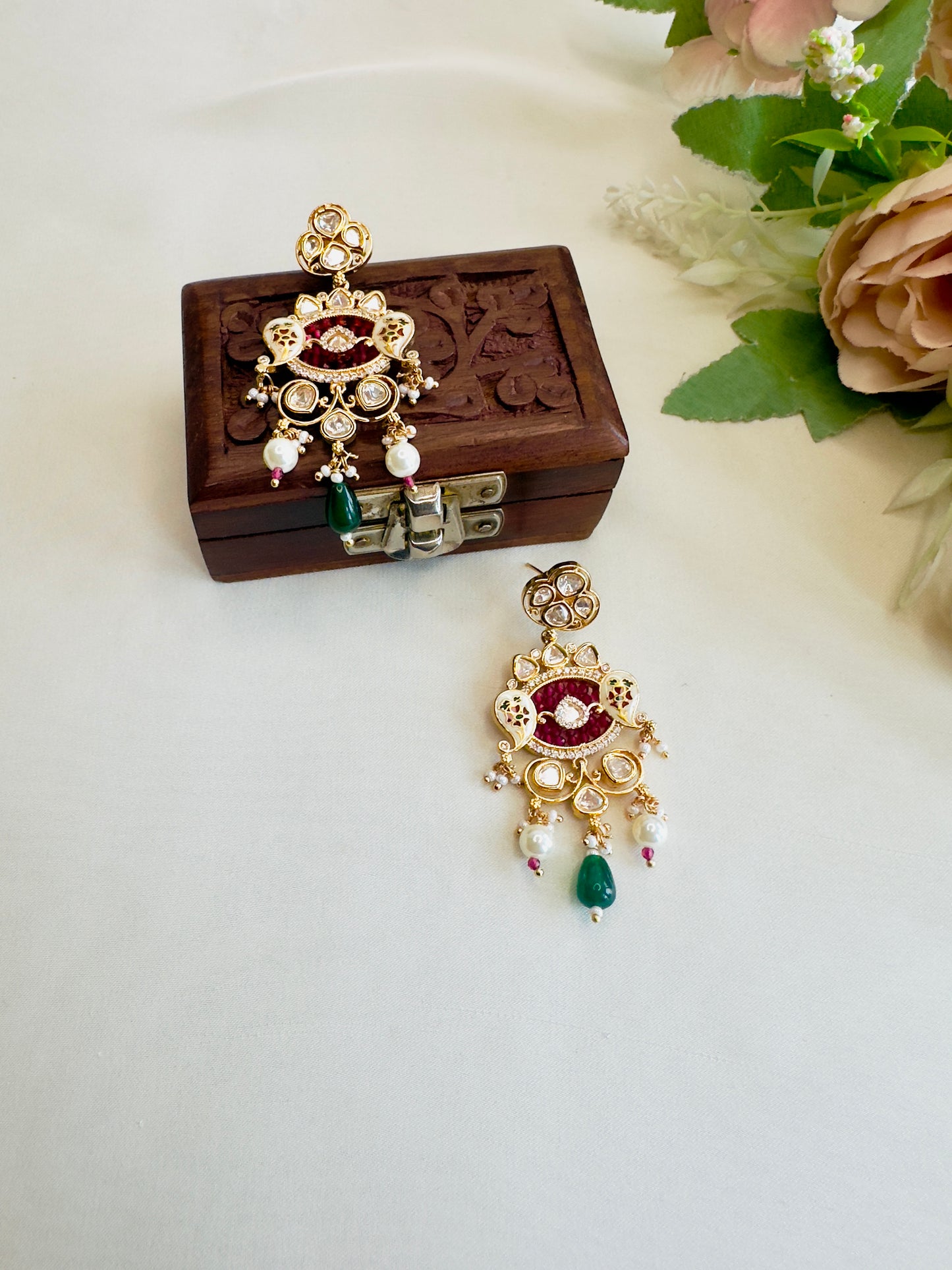 Tyani Kundan Pink Hydro Earrings