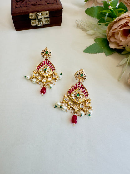 Meena Kundan Pink Hydro danglers