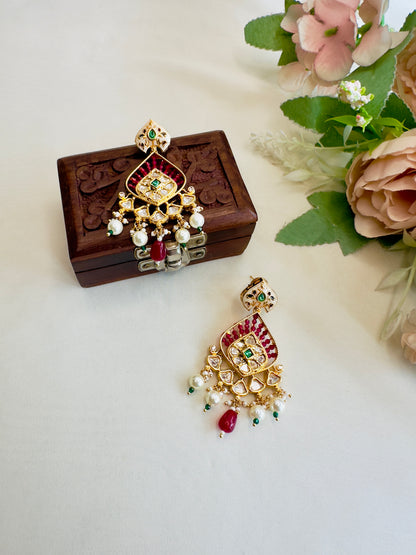 Meena Kundan Pink Hydro danglers