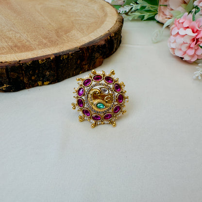 Peacock Multicolor Rajwadi Ring