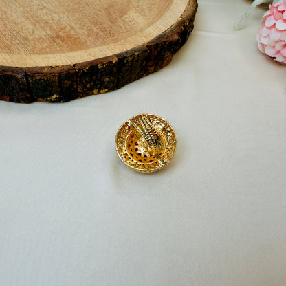 Ruby Green Circular Rajwadi Ring
