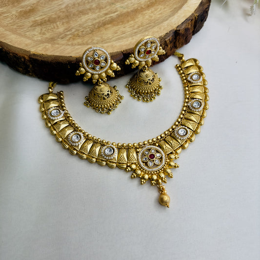 Kundan Work Rajwadi Necklace