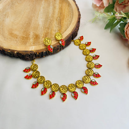 Leaf Design Coral Necklace Set