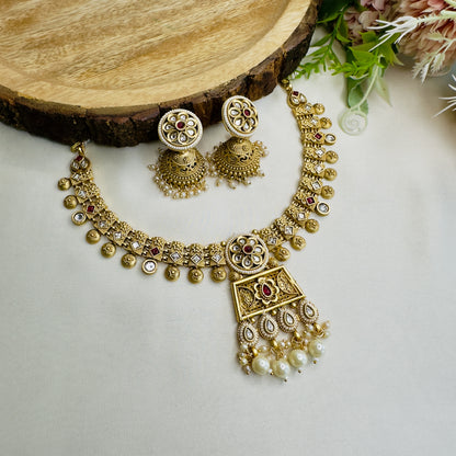 Rajwadi Golden Necklace Set