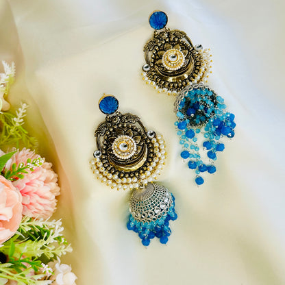 Dualtone Moti Jhumka Earrings