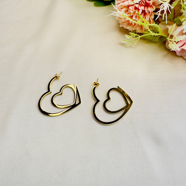 Tarnish Free Double Heart Earrings