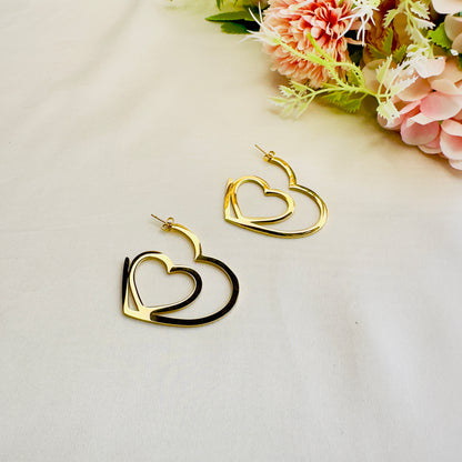 Tarnish Free Double Heart Earrings