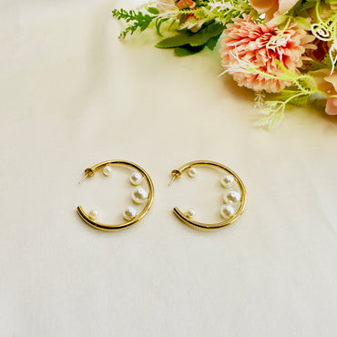 Tarnish Free Pearl Hoops