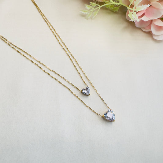 Two Layered Heart Stone Necklace