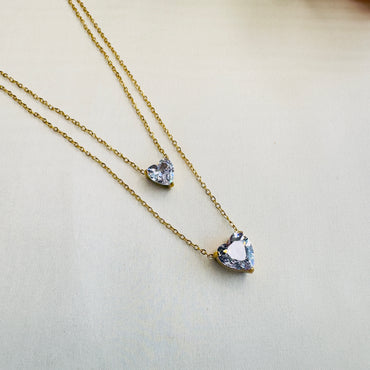 Two Layered Heart Stone Necklace