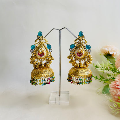 Multicolor Mid length Jhumka Earrings