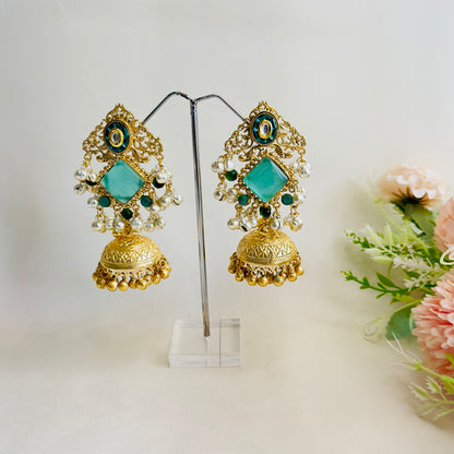 Kundan work Golden Jhumka