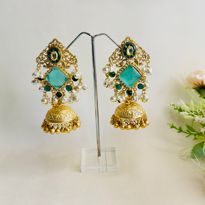 Kundan work Golden Jhumka