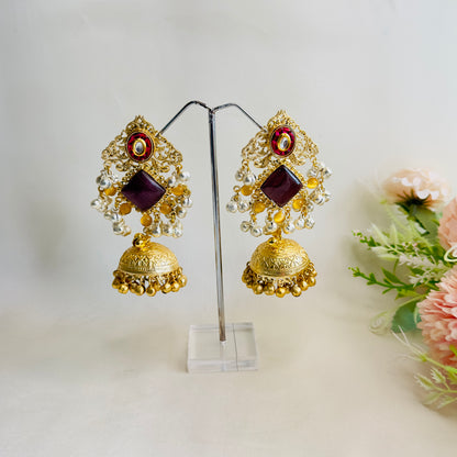 Kundan work Golden Jhumka