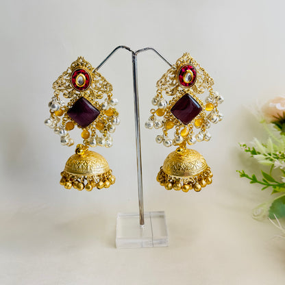 Kundan work Golden Jhumka