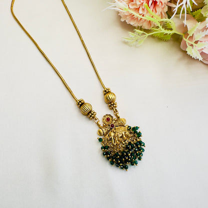 Elephant Motif Green Necklace Set