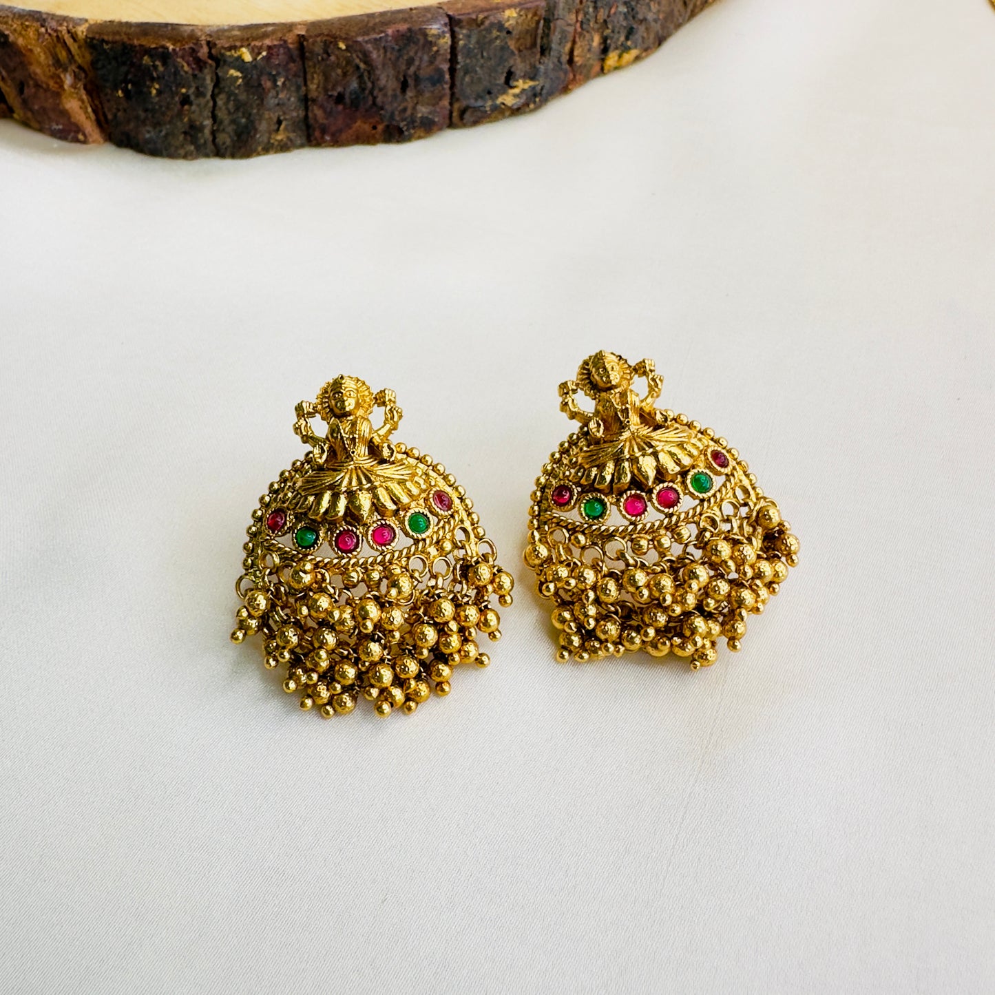 Laxmi Motif Chain Pendant with Earrings