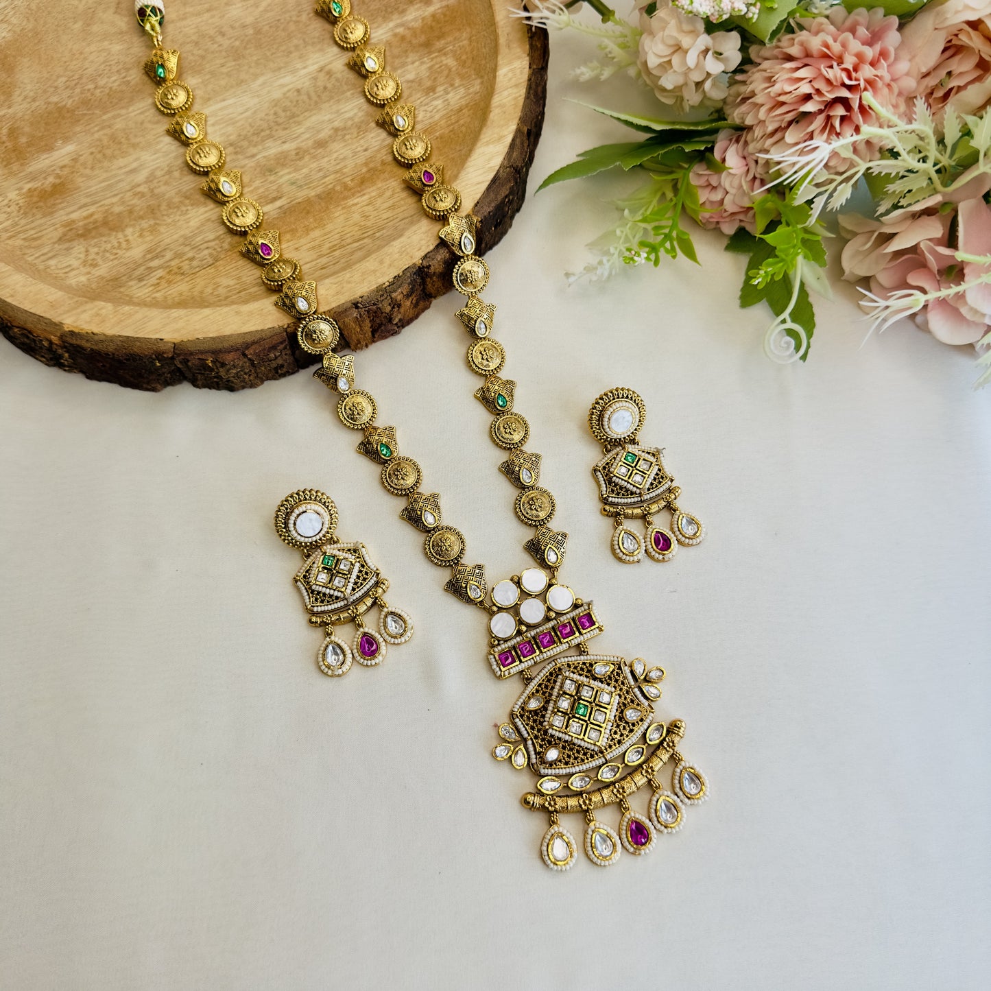 Long MOP Pendant Necklace Set