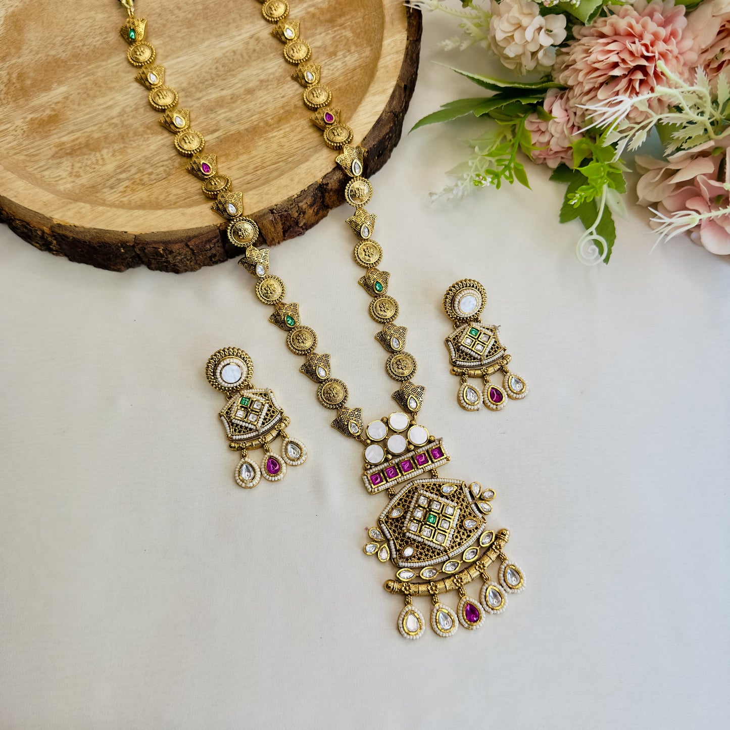 Long MOP Pendant Necklace Set